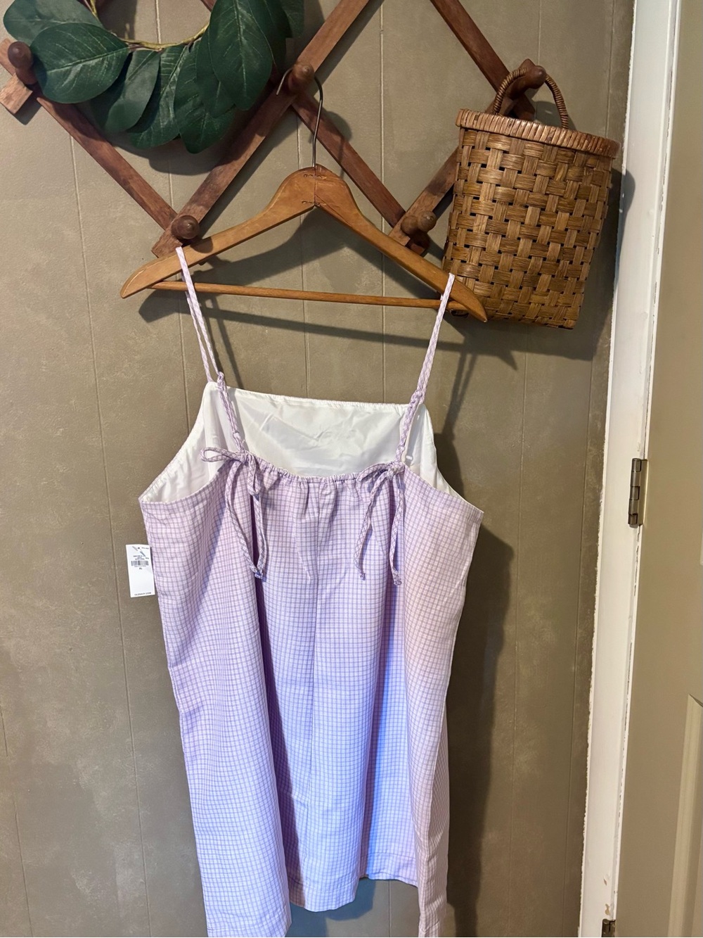 Old Navy Lilac Gingham Spaghetti Strap Mini Dress NWT - Picture 2 of 6